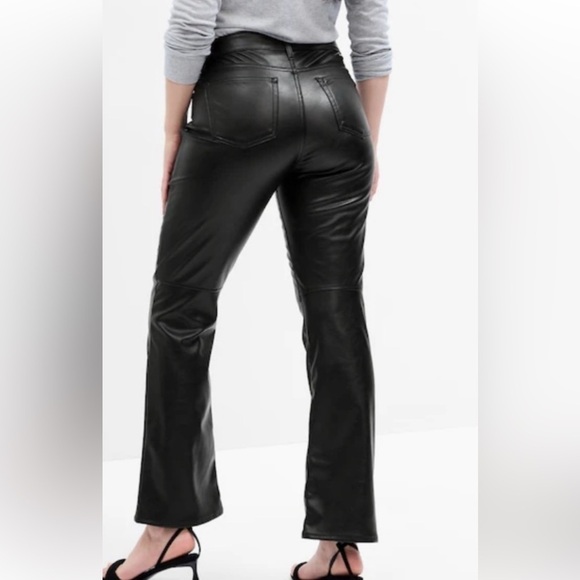 GAP Vegan Leather Pants Black Mid Rise Baby Boot Cut Women's Size 31 12R - Picture 3 of 15